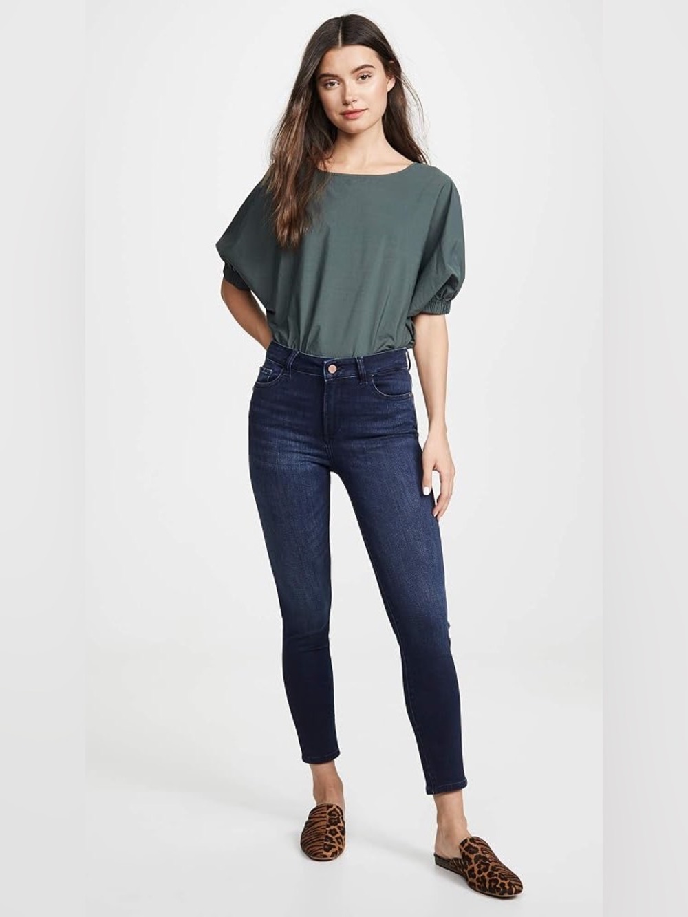 DL1961 Women's Dark Indigo High-Rise Skinny Jeans